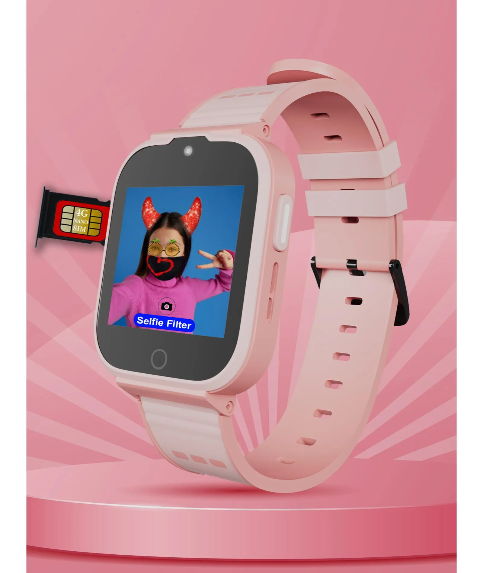 Spiky Cyclops 4g Video & Voice Calling Dewatering Waterproof Kids Smartwatch - Blue
