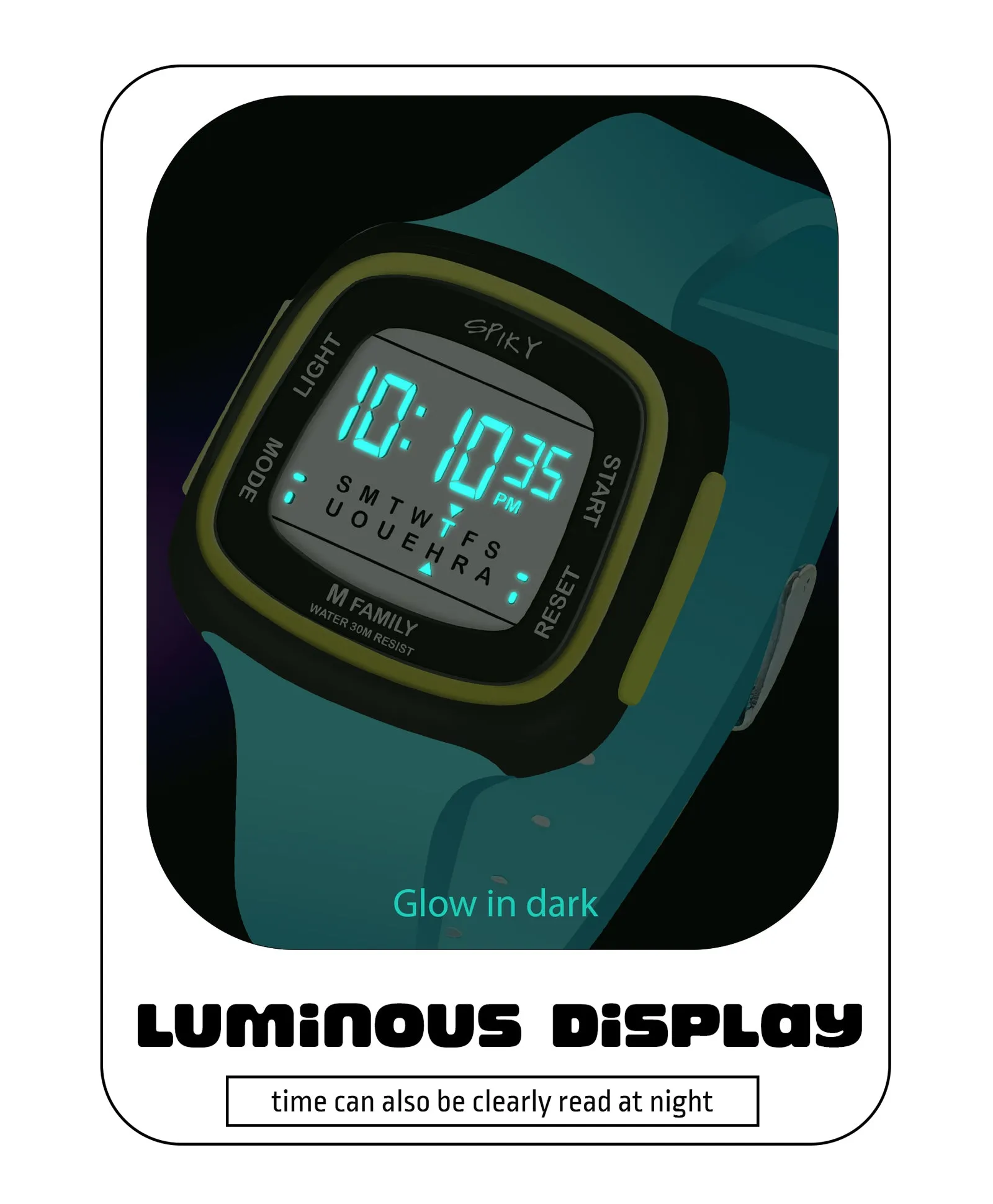 Spiky Unique Square Digital Watch for Kids - Black